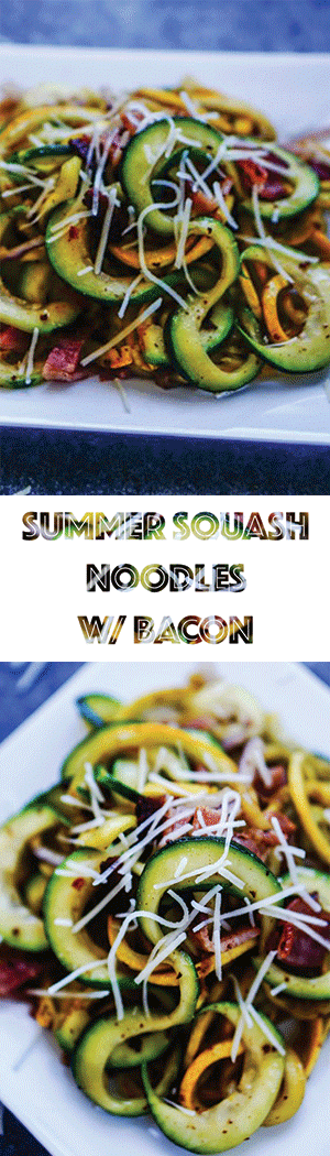 Summer Squash Noodles with Bacon Recipe - Low Carb, Keto Friendly, Gluten Free Zoodles