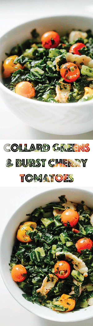 Keto Collard Greens Recipe with Bacon & Burst Cherry Tomatoes - LOW CARB