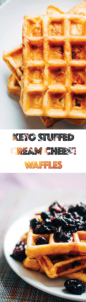 Keto Waffles Recipe Stuffed with Cream Cheese - Low Carb & Gluten Free