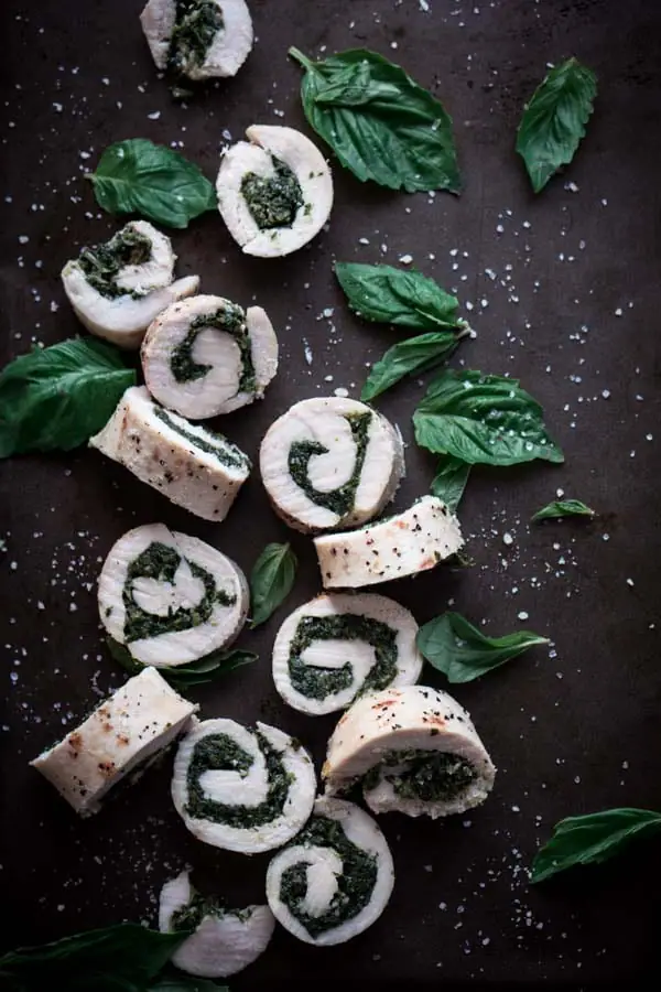Keto Sous Vide Recipes - Low Carb Chicken Roulade with Spinach Basil Pesto