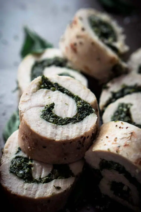 Low Carb Pesto Recipe with Basil, Spinach, & Parmesan Stuffed in Chicken