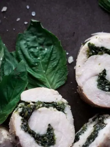Keto Chicken Roulade Recipe with Low Carb Spinach Basil Pesto