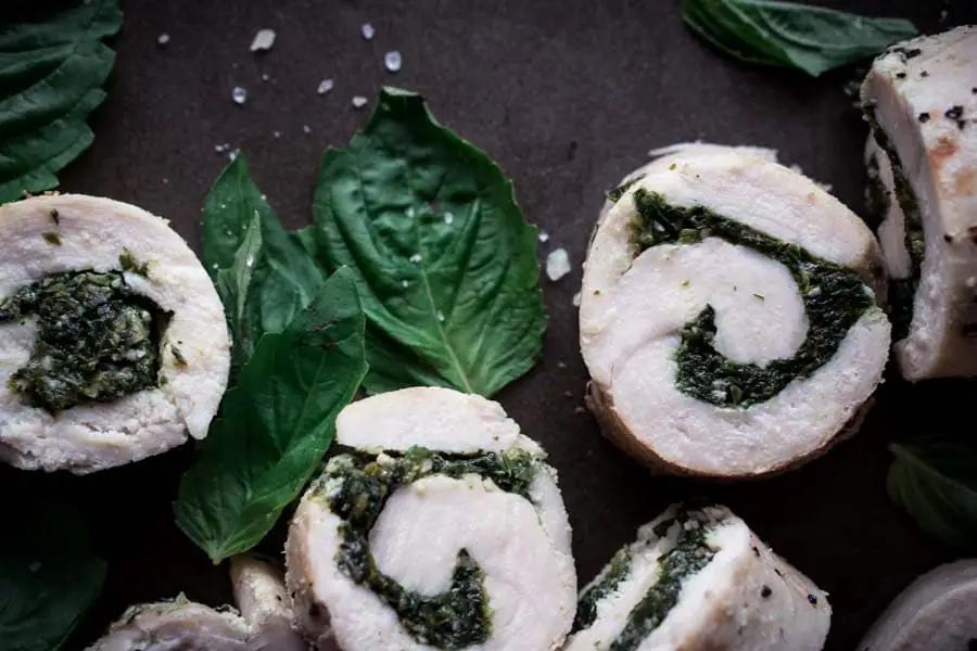 Keto Chicken Roulade Recipe with Low Carb Spinach Basil Pesto