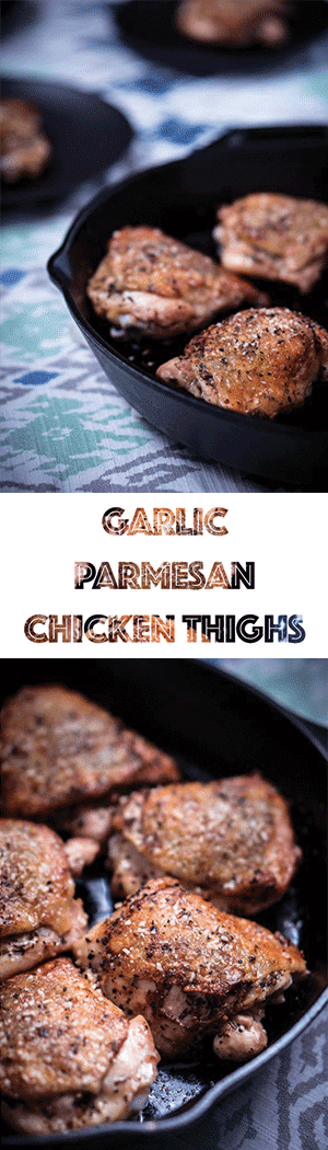 Garlic Parmesan Chicken Thighs Recipe in Skillet - Low Carb, Keto, Gluten Free