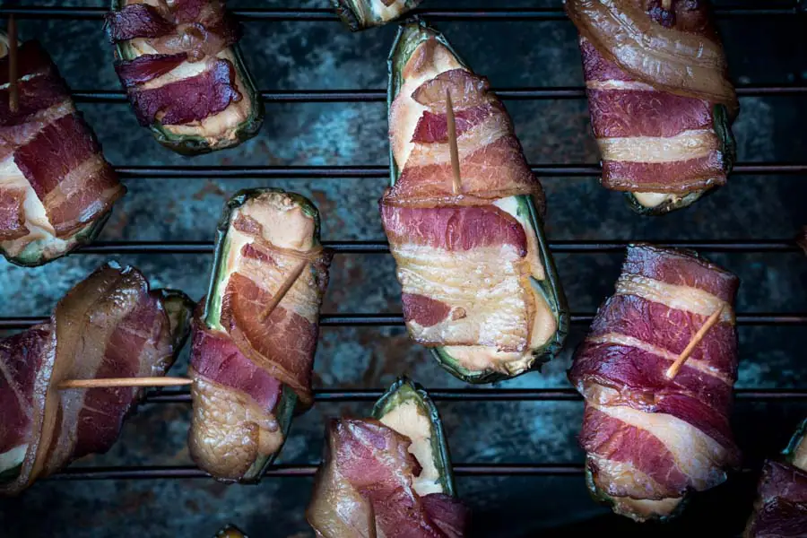 Low Carb Jalapeno Poppers Smoked with Bacon & Cream Cheese [Keto, Gluten Free]