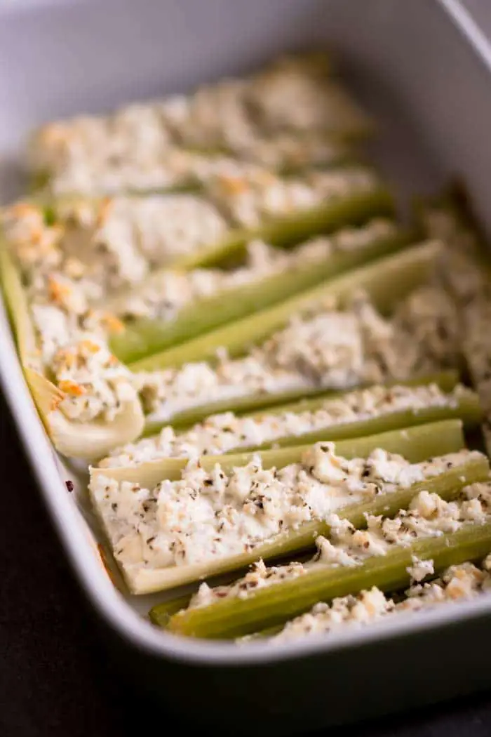 Keto Celery Recipe - Baked Celery Stuffed with Goat Cheese