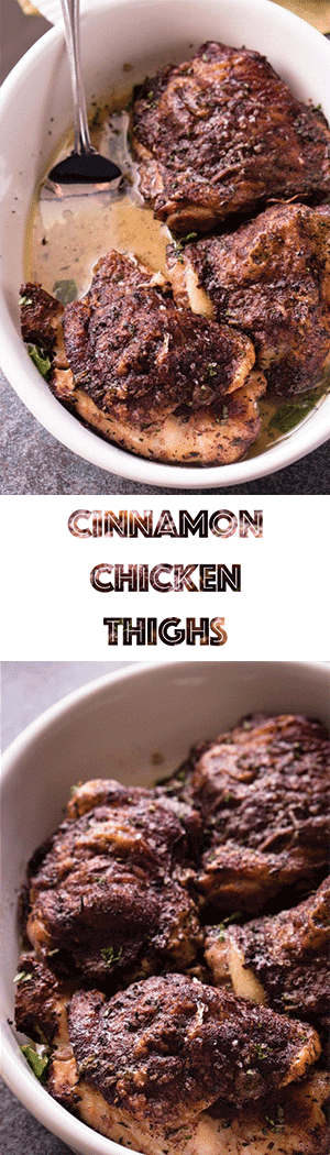 Baked Cinnamon Chicken Thighs Recipe - Low Carb, Keto, Healthy, Coconut Milk & Mint Sauce