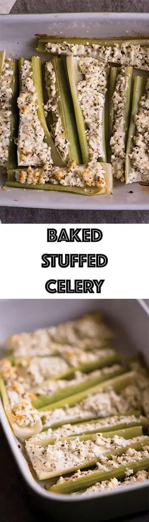 Baked Stuffed Celery Recipe with Goat Cheese, Garlic, & Basil - Keto Friendly, Low Carb Snack and Side Dish