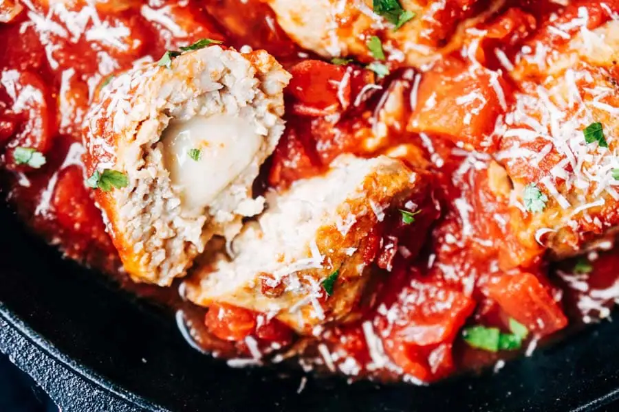 Keto Chicken Recipe: Low Carb Chicken Meatballs filled with Provolone Cheese