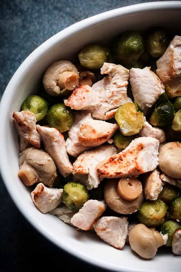 Low Carb Turkey Breast Recipes - Roasted Turkey Breast with Brussels Sprouts and Mushrooms