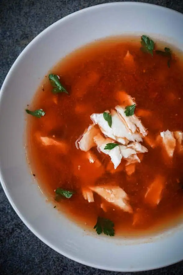 Halibut Tomato Soup Recipe - Use anchovies instead of fish stock! 