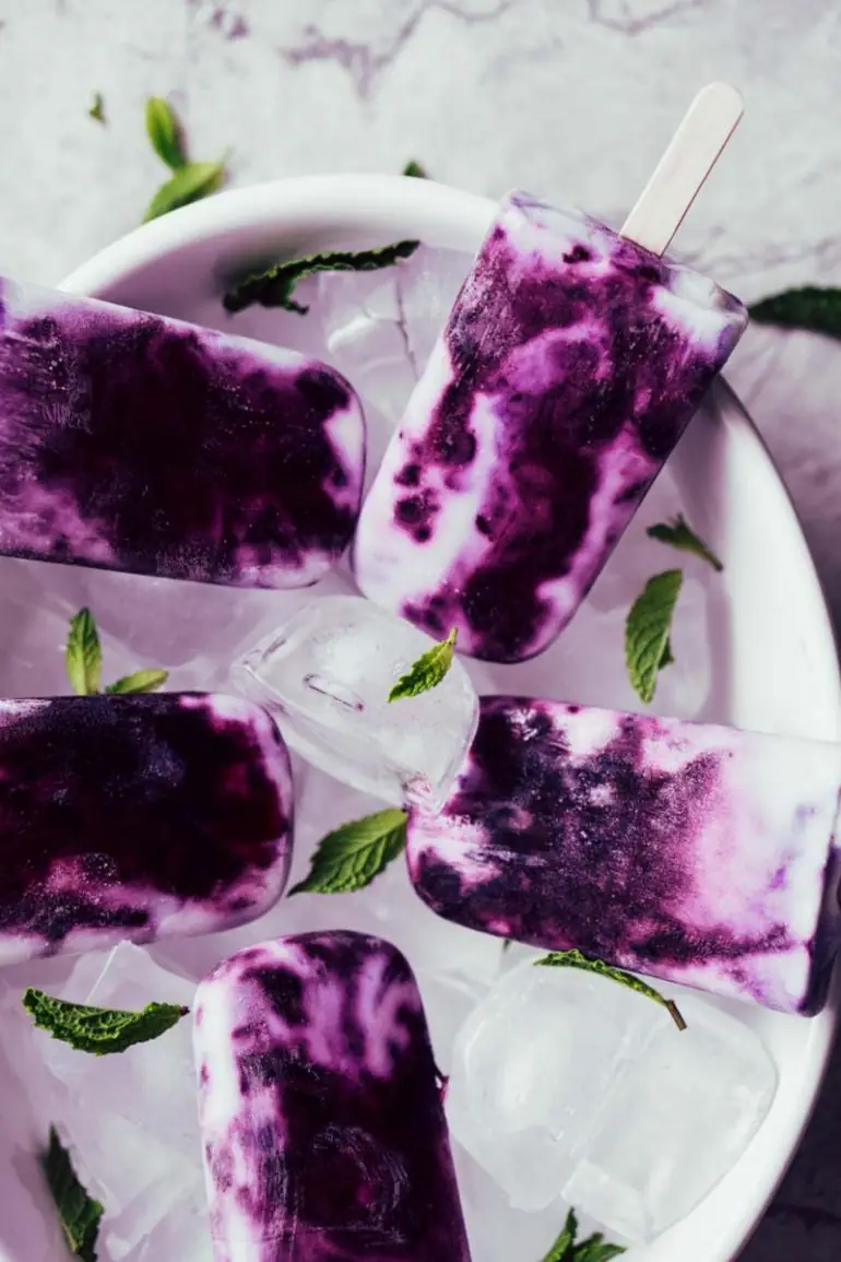 Keto Popsicles with Blueberry Mint & Coconut