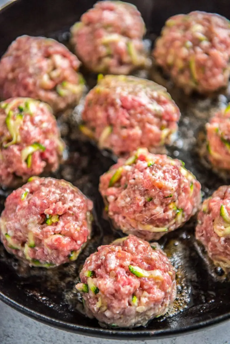 Low Carb Keto Swedish Meatballs in Frying Pan