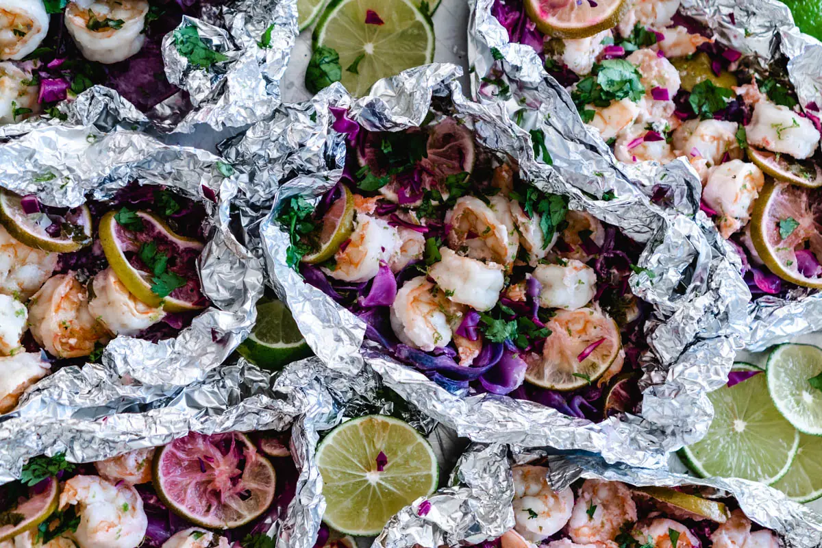 Shrimp on Grill with Foil Packets