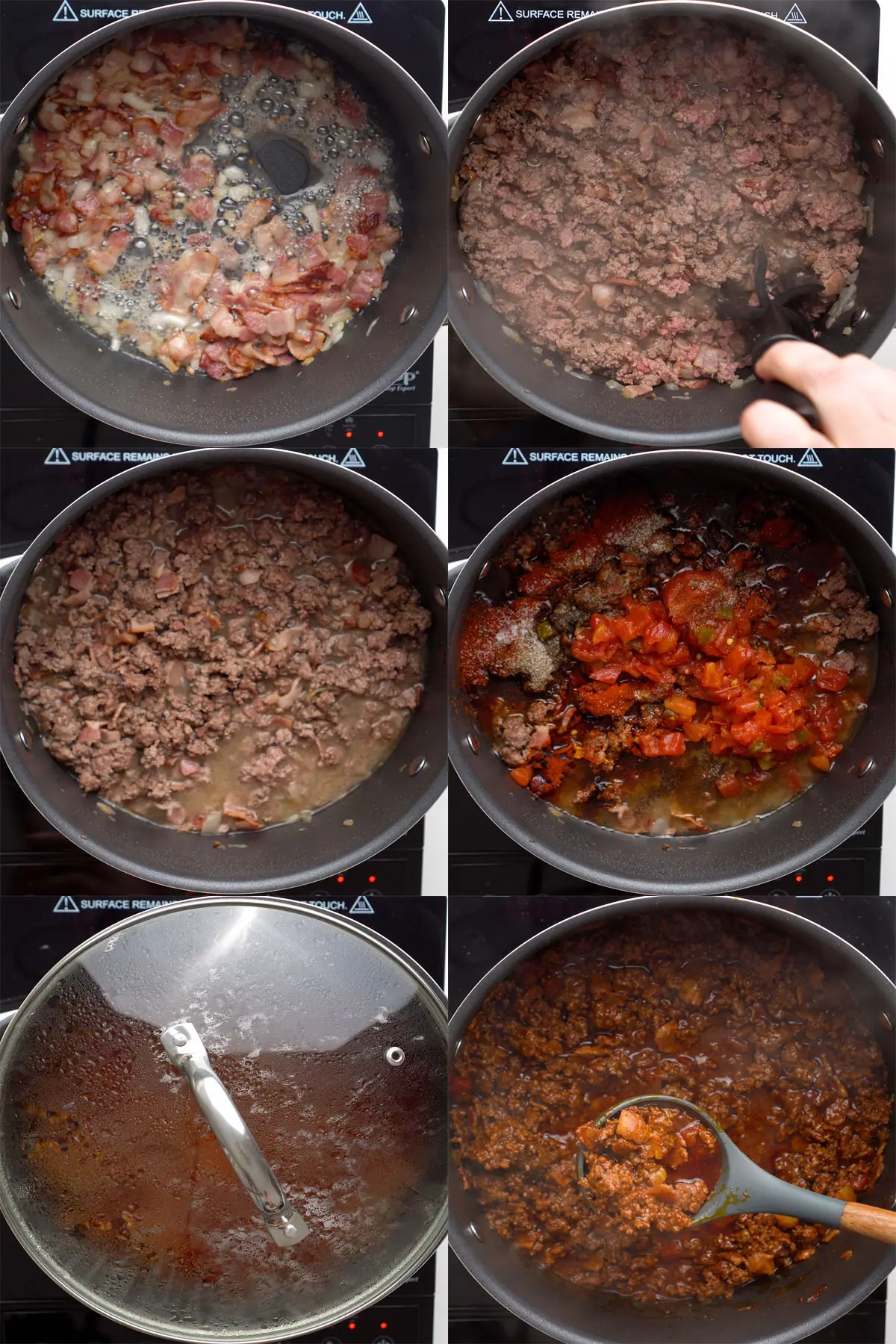 Collage of each step of the stovetop directions. 